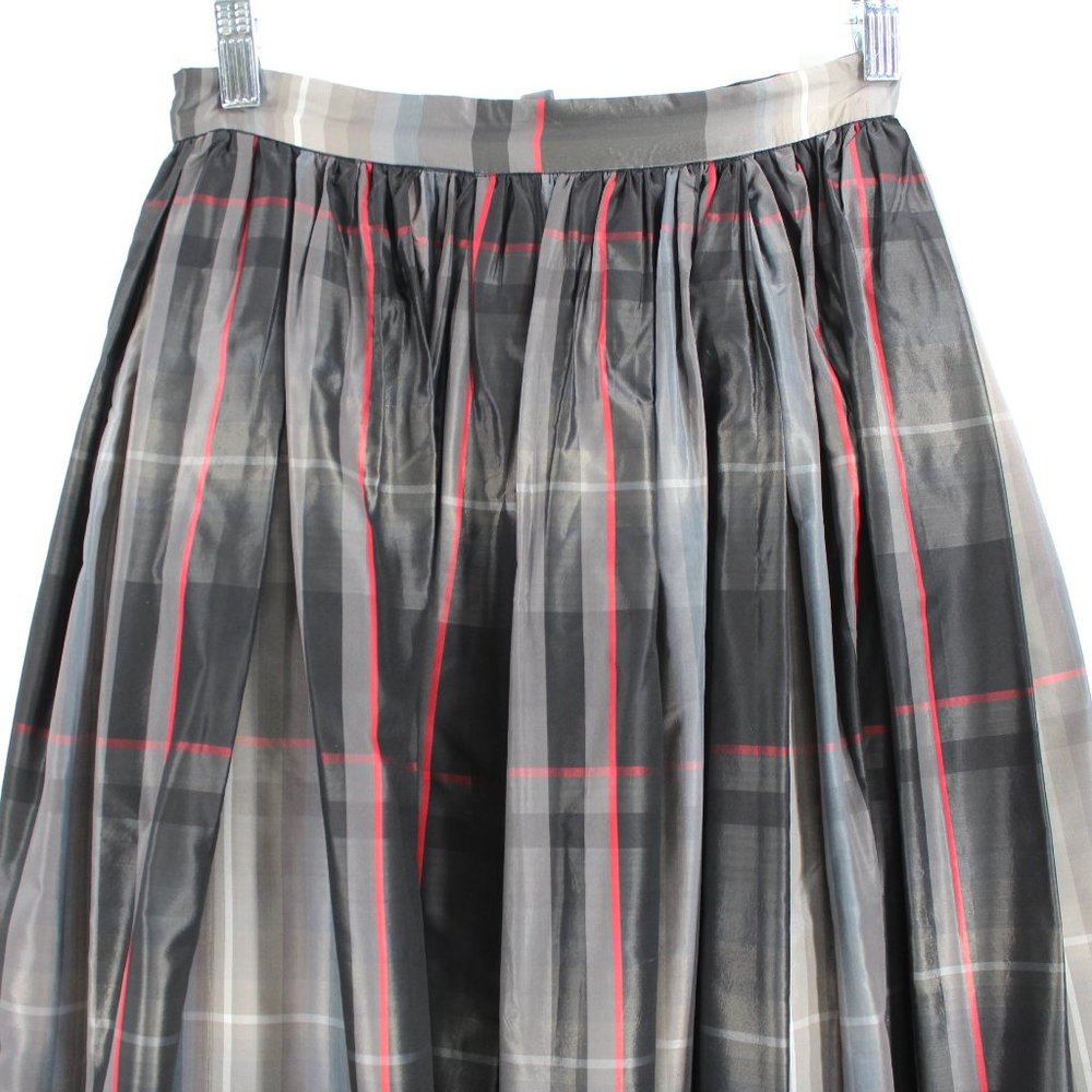 Vintage Silk Blend Plaid Ball Skirt Full Pleated Long Midi Maxi Ellen Tracy - Picture 2 of 9